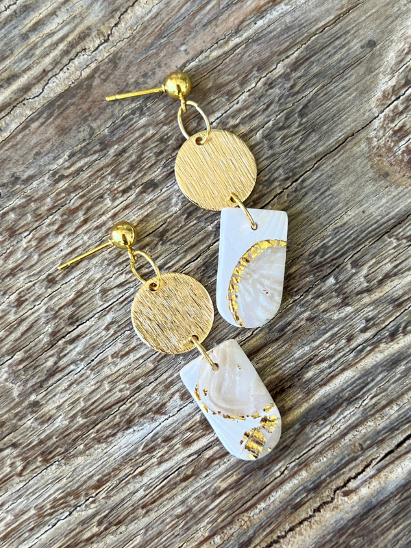 Shell Luxe Golden Dangles