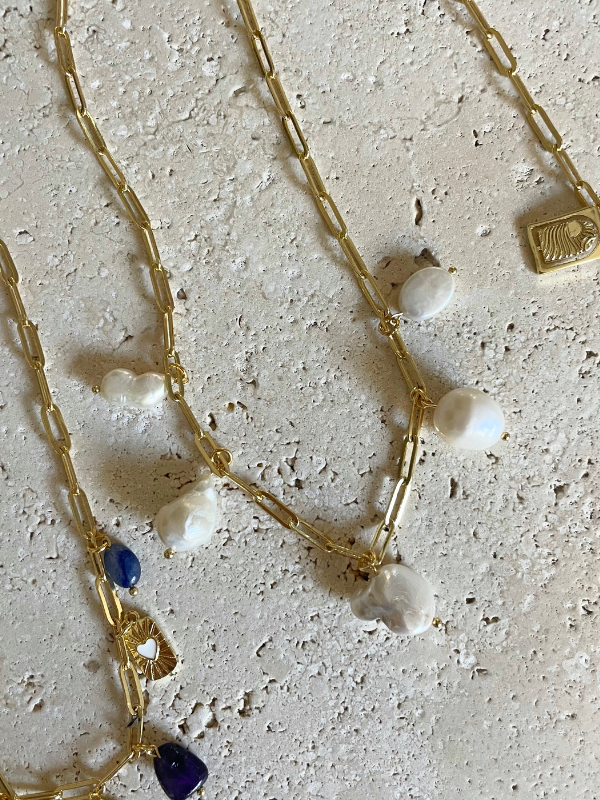 Shoreline Glow Pearl Charm Necklace