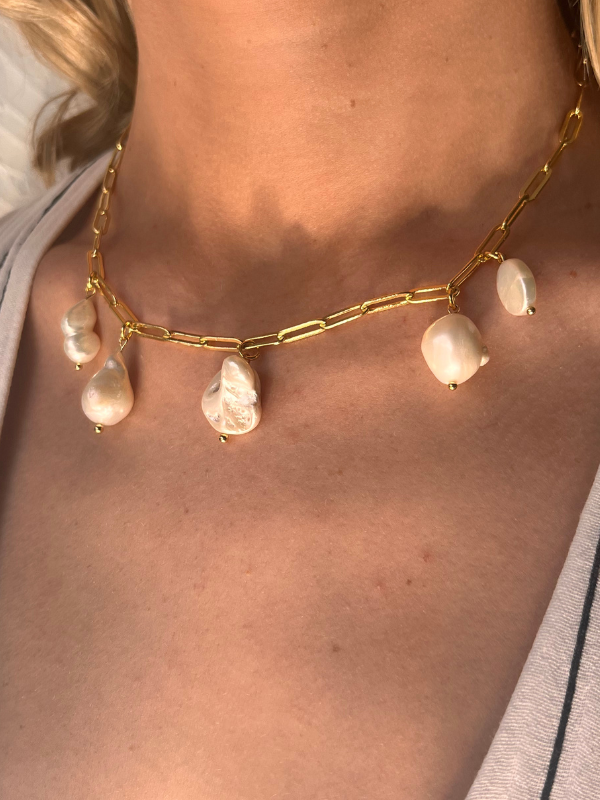 Shoreline Glow Pearl Charm Necklace
