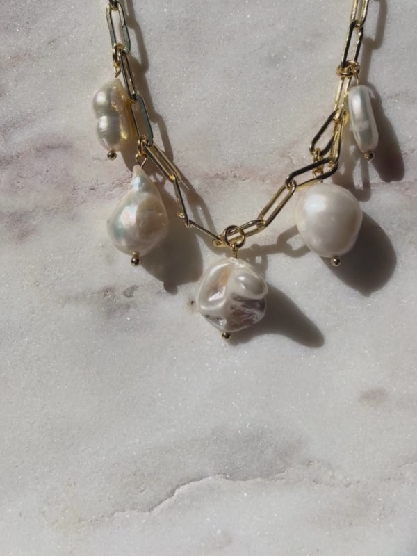 Shoreline Glow Pearl Charm Necklace