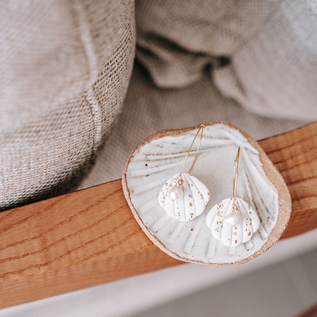 Shell Luxe Pearl Hoops