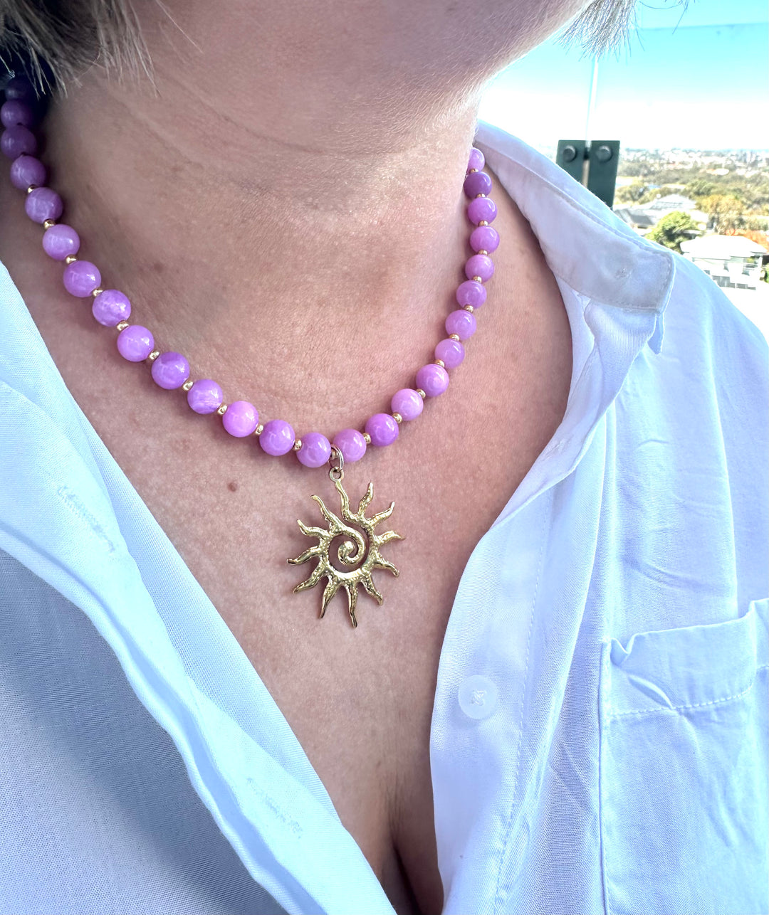 Coral Dusk Beaded Necklace