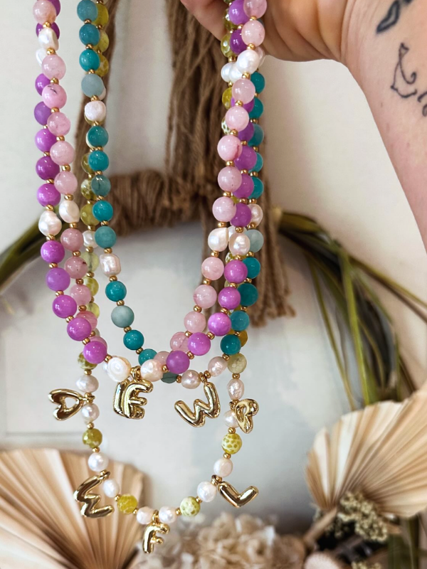 Custom Beaded Initial Necklace